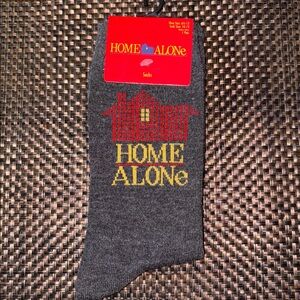 Home Alone Design Gray Crew Socks NWT